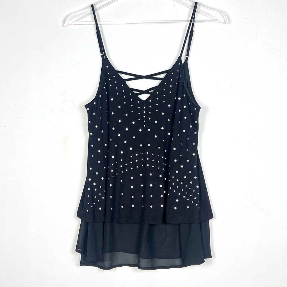 Venus Studded Strappy Tank Top Cami XS Black Y2K Cruise - Picture 4 of 15